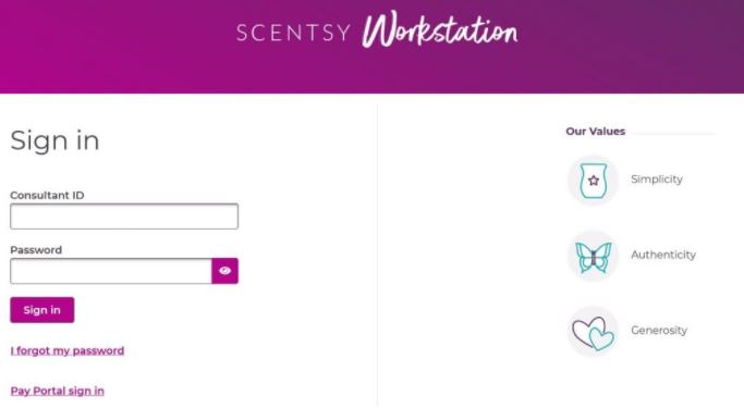 Scentsy workstation Login  